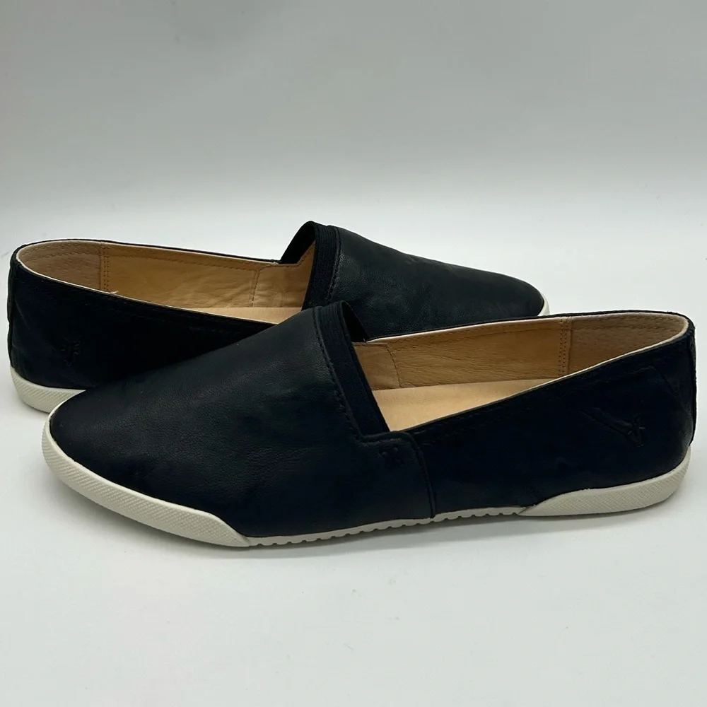 Frye Black Leather Slip-On Flats Size 8.5 | Classic Everyday Comfort Shoes NWB